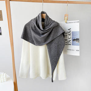 אופנה צעיף משולש נשים, גלימה פונצ 'ו-מוצק צבע קשמיר חם צעיף צעיף - Product Image 2