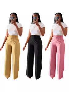 Pantalones de Vestir Rectos de Pierna Ancha Stigende con Bolsillo para Mujer, Pantalones Casuales de Negocios de Color Liso, Pantalones Holgados de Cintura Media para Oficina - Product Image 6