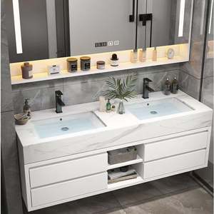 Pvc Bathroom Vanity Cabinet Modern Basin Set with Smart Mirror Bowl Basin Two 72 Inch Doubl Sink Bathroom Vaniti - Product Image 5