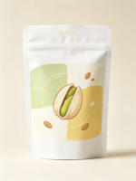 Herbruikbare staande witte kraftpapieren zak met gat voor pistachenoten, voedselverpakking en opslag van snacks voor gedroogd fruit