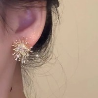 Boucles d'oreilles de luxe légères et polyvalentes pour femmes, style français, effet feux d'artifice super flash et exagéré, bijoux tendance