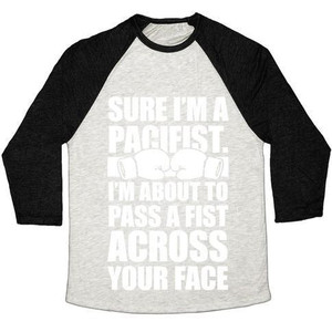 Maglietta da baseball unisex Tri-Blend Pacifist (inchiostro bianco) - Product Image 2