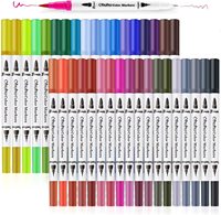 Ohuhu 36 couleurs pinceaux et stylos de couleur Fineliner, à base d'eau, porte-stylo blanc