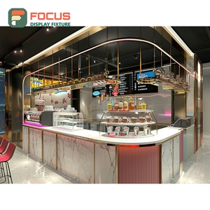 Mostrador de Servicio de Café Contemporáneo con Estante para Condimentos y Panel Blanco para Caja Registradora - Product Image 6