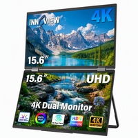 Moniteur portable double 15,6 pouces UHD 60 Hz, pliable, grand support, compatibilité universelle, DP USB C, écran mat