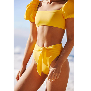 TW138 Two Pieces High Waist Swimwear Women Bath Suit Beach Suit 2021 Stylish <strong>Puff</strong> <strong>Sleeves</strong> Swimsuit <strong>Bikini</strong> Swimsuit - Product Image 6
