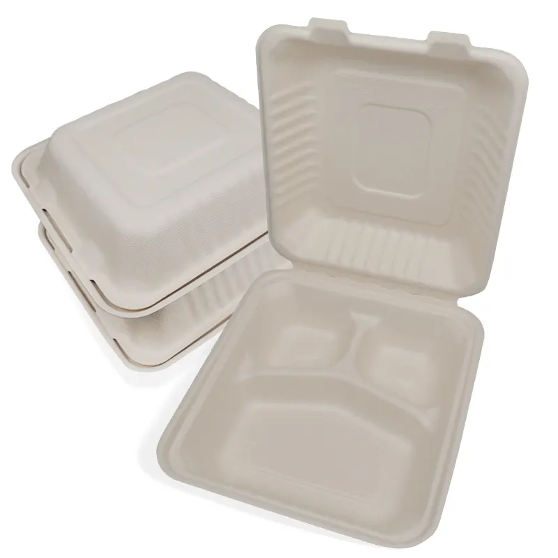 SENCAI Biodegradable & Compostable Sugarcane Take Away Bagasse Disposable Paper Take Out Food Container