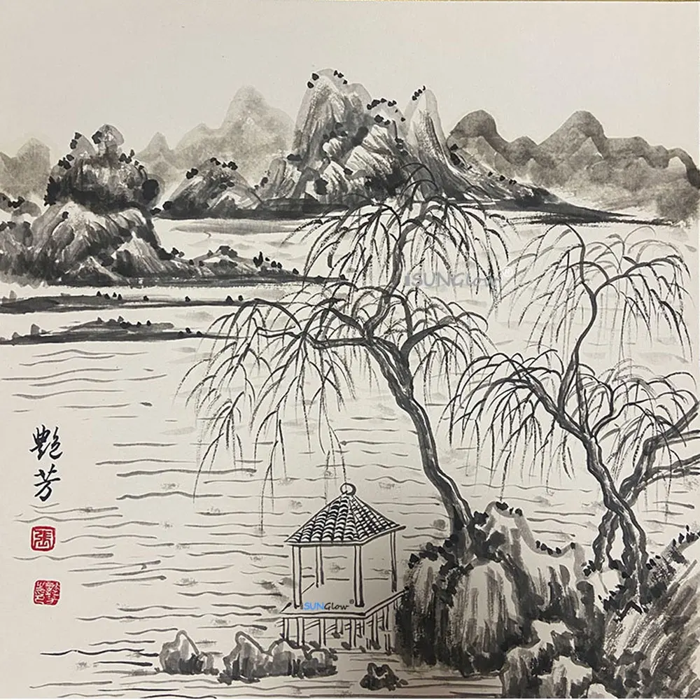 2023 Best Gift DIY Handwork Chinese Ink Painting China Traditional Painting Poetry Mountains and Waters Landscape Painting
