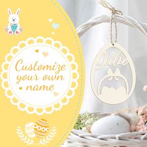 Personalized Natural Wood <b>Easter</b> DIY Craft Tags Pendant Egg Bunny Shaped Hanging <b>Ornaments</b> - Product Image 4