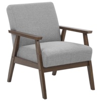 Fauteuil d'appoint en bois de teck avec éponge en caoutchouc haute densité de style moderne gris DISHI pour salon