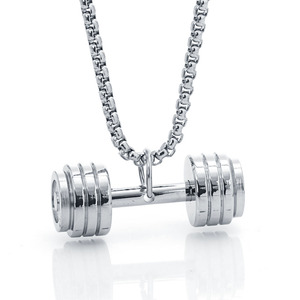 Stainless Steel <b>Dumbbell</b> Pendant Necklace 60cm Chain Unisex Fitness Jewelry Gift - Product Image 5