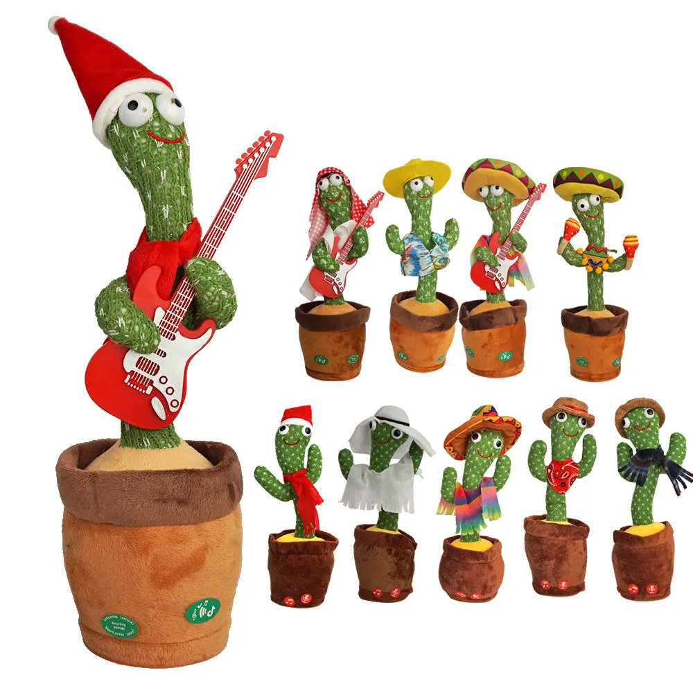 Boneca de cacto com gravação musical, brinquedo de pelúcia que fala, cactus para gravar