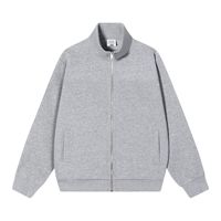 Nouveauté Automne/Hiver : Cardigan Unisexe Ample et Décontracté en Coton Anti-Plis 350G, Couleur Unie, Col Zippé – Vente en Gros
