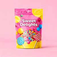 Sachet d'emballage personnalisé pour bonbons gélifiés aux fruits, pochette refermable à fermeture éclair, contenant pour snacks et friandises, 30g 70g 100g 150g, fenêtre transparente