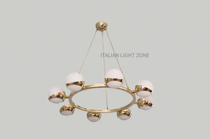 Mid Century Sputnik Chandelier 8 Globe Brass Pendant <b>Light</b> <b>Circle</b> Cut Shade Ceiling Fixture for Dining Room Living Room Interior - Product Image 2