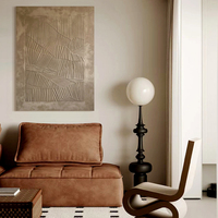 Peinture à l'huile abstraite géométrique 3D à lignes verticales, en plâtre, à impasto épais, 4 couleurs, style Wabi Sabi, Art déco minimaliste, Art mural