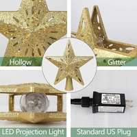 Proyector de Luz LED para la Punta del Árbol de Navidad con Diseño 3D Giratorio, Patrones de Copos de Nieve de Color Dorado, Crea un Haz de Luz Colorido