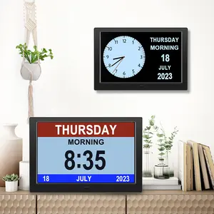 Digital Calendar Clock With Medication Alarm Auto Dim Battery Backup Extra Large Letter 10Inch Dementia