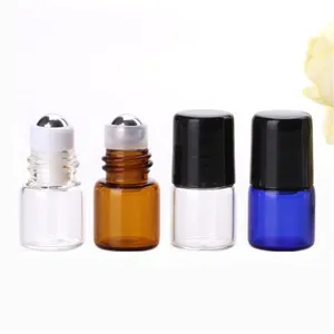 1ml 2ml 3ml Bernstein Glas Roller Ball Flaschen Nachfüllbar Leere Probe Vials Ätherisches Öl Parfums mit gold deckel