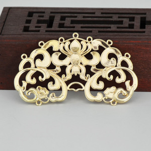 Traditional Chinese Lotus Lock Gold Plated Copper Hair Ornament For Hanfu <b>Wedding</b> Bridal Headwear DIY <b>Accessory</b> Material - Product Image 1