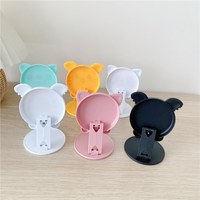 Support de téléphone en plastique avec motif d'animaux mignons, support de bureau réglable pour smartphones et tablettes