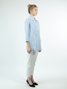 Chemisier d'été ample à rayures pour femme 2025, manches courtes, style bureau, taille XL, uni, respirant, pour printemps-automne - Product Image 3