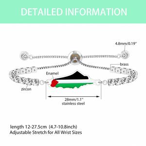 Pulseras de Apoyo a Gaza Personalizadas al por Mayor, Cadena de Acero Inoxidable y Cuentas de Zirconia Esmaltada, Joyería de la Libertad para Hombres y Mujeres - Product Image 2