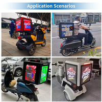 Écran publicitaire mobile LED personnalisé à trois faces en ABS, boîte de livraison de nourriture pour moto 30L, isotherme, motif dessin animé