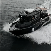 Yacht de luxe tout noir de 9 m, hors-bord, en aluminium soudé, pour la pêche en haute mer et les croisières