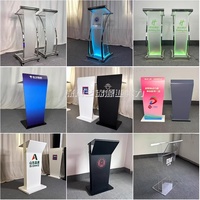 Púlpito de podio de plataforma de acrílico de atril de iluminación transparente personalizado de fábrica