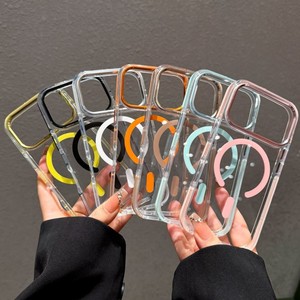 Senyork quality matel <b>camera</b> colours frame <b>magnetic</b> transparent mobile phone case clear cover for iPhone 12 13 14 15 16 17 pro - Product Image 1