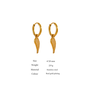 JINYOU 1171 acier inoxydable étanche Huggie Hoop boucles d'oreilles goutte ailes femmes minimaliste <span class=keywords><strong>Yiwu</strong></span> vente en gros bijoux 18K plaqué or - Product Image 2