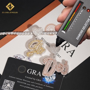 Pendentif personnalisé en argent sterling 925 avec nom de fille d'été, testeur de diamant, diamants en moissanite, pendentif avec lettre personnalisée - Product Image 2