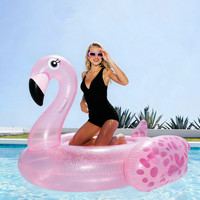 Jouets de piscine pour fête aquatique, jouets de plage d'été, jouets aquatiques pour adultes, flotteur gonflable rose en forme de flamant rose avec paillettes