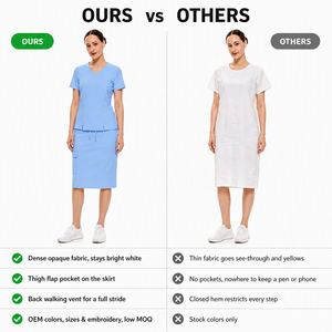 Conjunto de falda médica OEM para mujer con cuello en V, cintura elástica con cordón, uniforme de enfermera para clínica <span class=keywords><strong>dental</strong></span>, farmacia y estética - Product Image 5