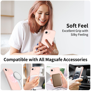 Custodia per <span class=keywords><strong>iPhone</strong></span> 17e Rosa Chiaro Effetto Pelle Morbida, Colore Puro, con Foro Magnetico di Precisione e Protezione Anti-Caduta - Product Image 2