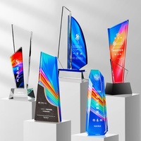 Trophée en cristal avec impression couleur personnalisée, plaque en verre gravée avec logo, trophée personnalisé pour entreprise