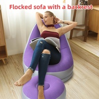 Canapé gonflable pliable avec repose-pieds ; Canapé inclinable familial doux et confortable pour la détente ; Type portable pour l'extérieur