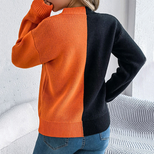 <strong>Women's</strong> Thin Crocheted Pullover with Custom LOGO <strong>Halloween</strong> Jacquard Patchwork Pattern Casual Winter Crew Neck <strong>Jumper</strong> - Product Image 5