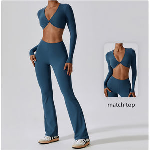 Nuevos <span class=keywords><strong>pantalones</strong></span> de gimnasio de cintura alta para mujer, <span class=keywords><strong>pantalones</strong></span> de Fitness de punto sin costuras, mallas deportivas activas para Yoga, LICRA sólida - Product Image 4