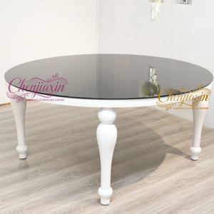 Mesa y Sillas de Acero Inoxidable de Lujo para Bodas y Eventos, con Cubierta de Vidrio <span class=keywords><strong>Redonda</strong></span> <span class=keywords><strong>Blanca</strong></span> - Product Image 3