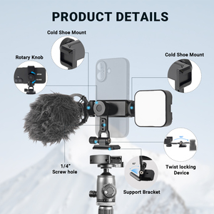 Support de téléphone en alliage d'aluminium 360° °   Support de téléphone rotatif avec pince, griffe porte-accessoire et base Arca <span class=keywords><strong>pour</strong></span> le tournage de vlogs sur téléphone - Product Image 4