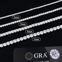BMON01 Collier Chaîne Tennis Moissanite VVS Couleur D Vente en Gros Sertie 2MM 3MM 4MM Argent 925 Bijoux Fins