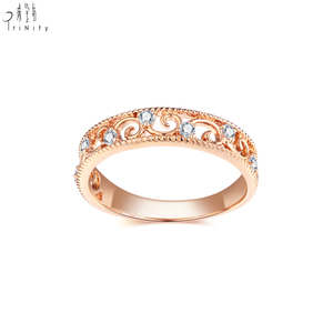 Anillo de Diamantes de Corte Brillante Natural en Oro Rosa Sólido de 18K con Diseño Delicado y Hueco de Alta Calidad para Mujer, Regalo de Aniversario - Product Image 2