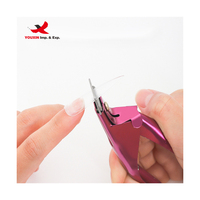 YOUXIN HQ Coupe-ongles professionnel portable et durable en acier inoxydable en forme de U, avec lame incurvée, rose, pour manucure