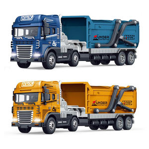 รถบรรทุกของเล่นแบบหล่อขึ้นรูป <span class=keywords><strong>1</strong></span>:<span class=keywords><strong>24</strong></span> พร้อมระบบเสียดทาน รถพ่วงกึ่งโลหะผสมแบบถอดประกอบได้ พร้อมไฟและเสียง - Product Image 5