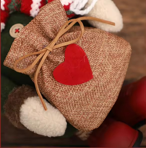 Tablier en toile de jute nouvellement conçu, poupée Père Noël debout, décoration de vacances, chapeau haut de forme, ornements de Noël debout - Product Image 6