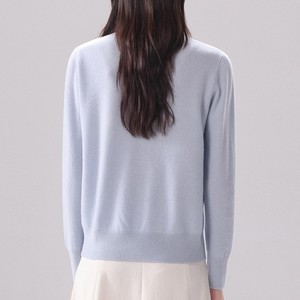 Maglione elegante Casual <span class=keywords><strong>con</strong></span> scollo a V da donna <span class=keywords><strong>in</strong></span> <span class=keywords><strong>pizzo</strong></span> bordato di tinta unita - Product Image 3