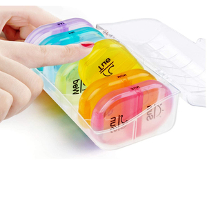 プラスチック製薬ピルボックスケース午前7時午後14コンパートメント毎週透明ハウジング付きピルオーガナイザー包装 - Product Image 2