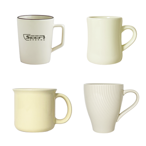 Taza <span class=keywords><strong>de</strong></span> cerámica color crema con textura acanalada en espiral y borde estilo esmaltado, para café, <span class=keywords><strong>de</strong></span> gres. Para comerciantes, agencias, proveedores y sociedades. - Product Image 1